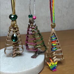 Ornaments made from Shells adorned with wire and charms by me-you get all 3!